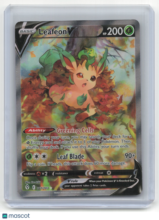 2021 Pokemon Leafeon V Evolving Skies #167/203 Alternative Art Lightly Played
