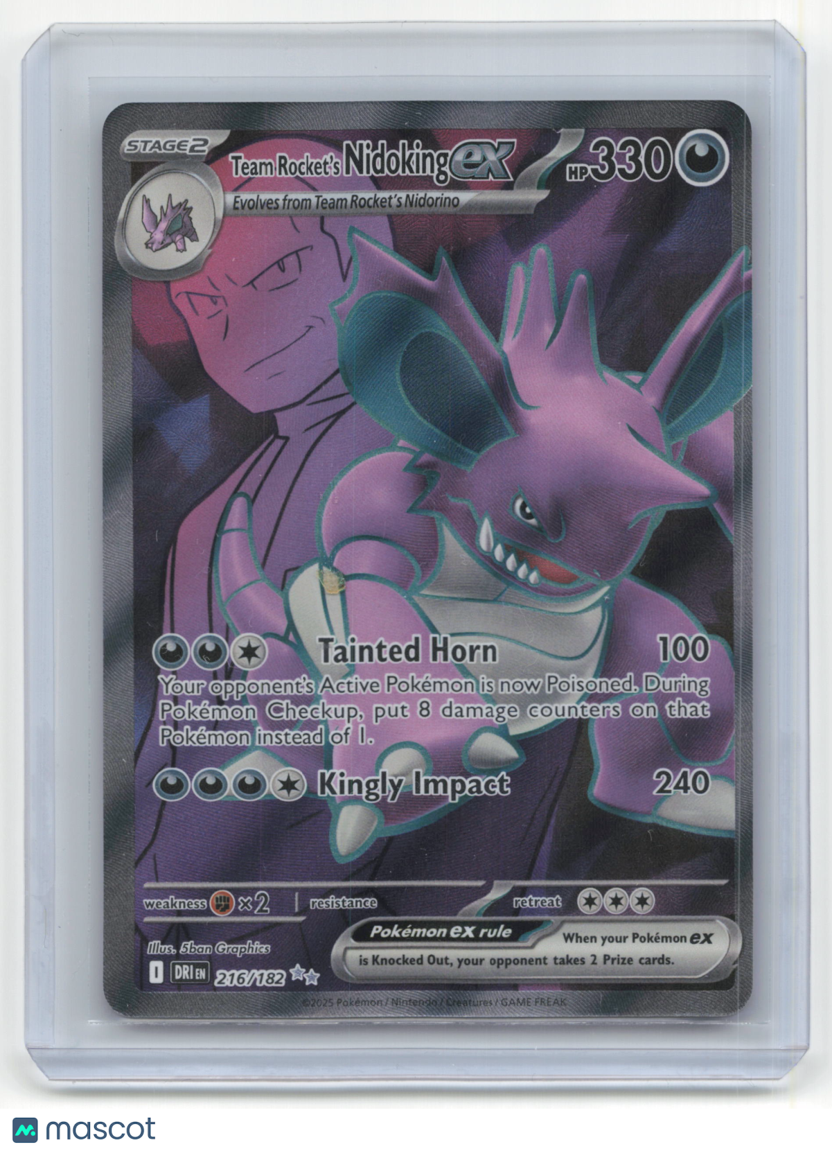 2025 Pokemon Team Rocket's Nidoking EX Destined Rivals #216/182 Near Mint