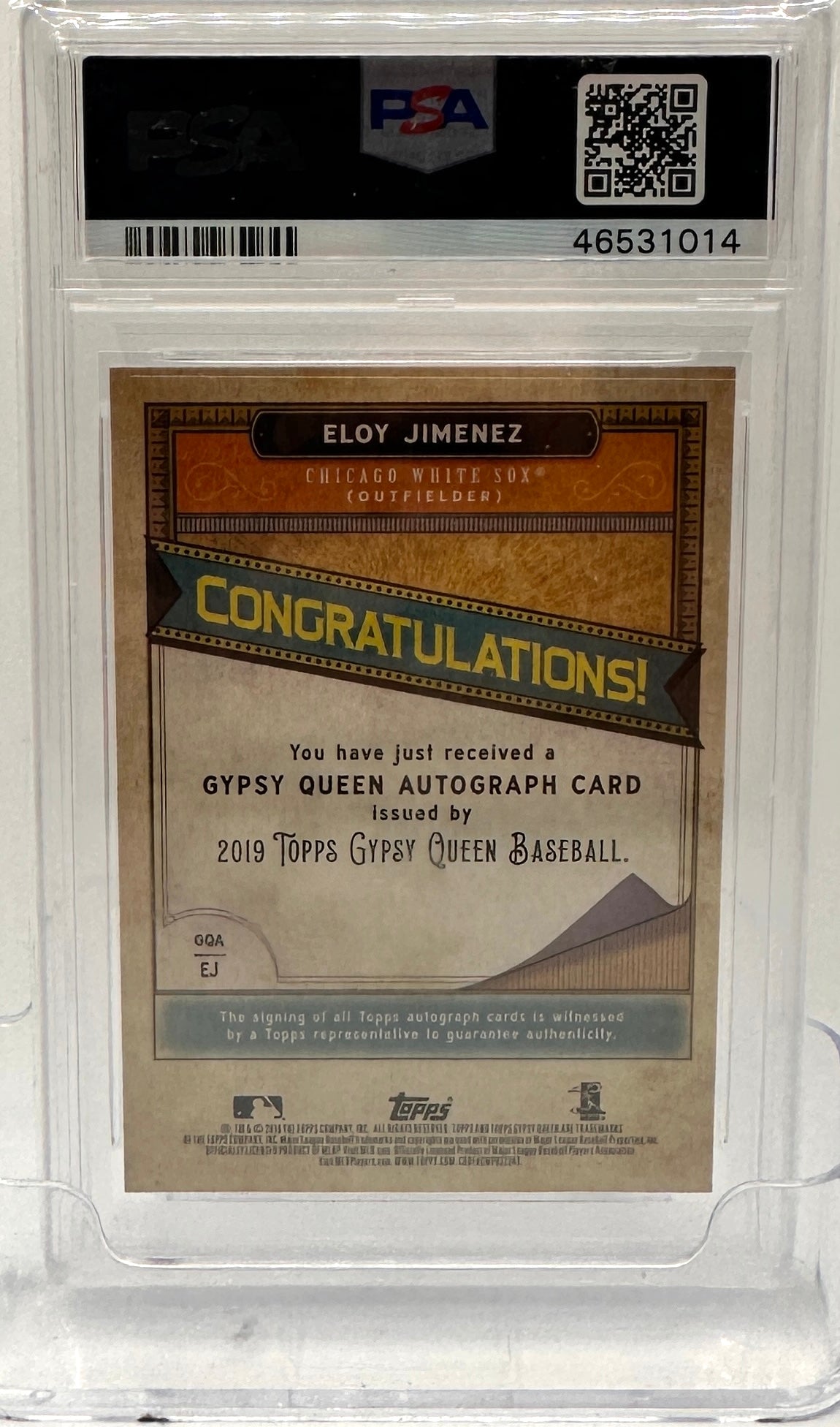 2019 Topps Gypsy Queen Autographs Baseball—Eloy Jimenez #EJ —PSA 9