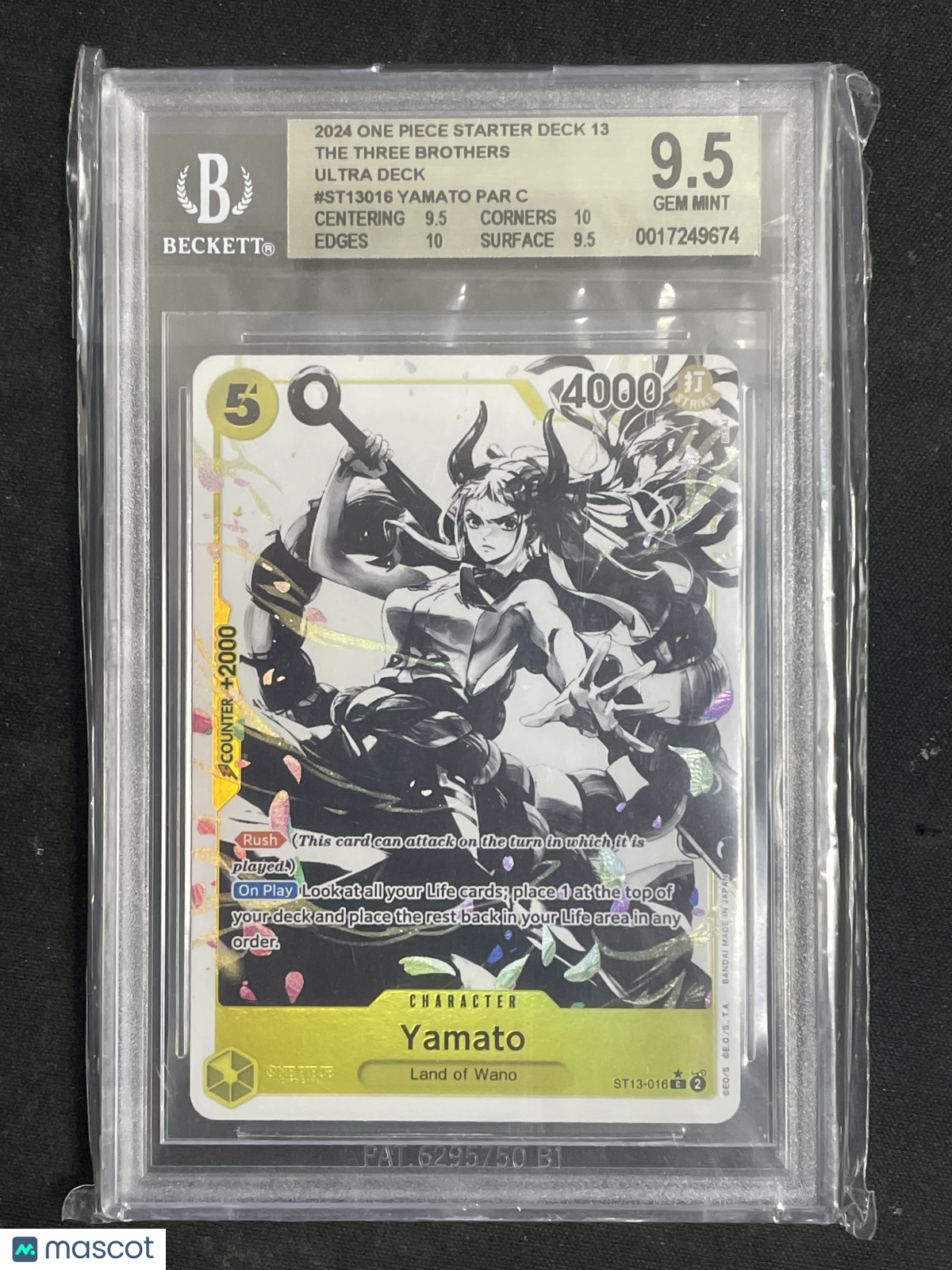 2024 One Piece The Three Brothers Gaming Yamato ALT ART C #ST13016 BGS 9.5
