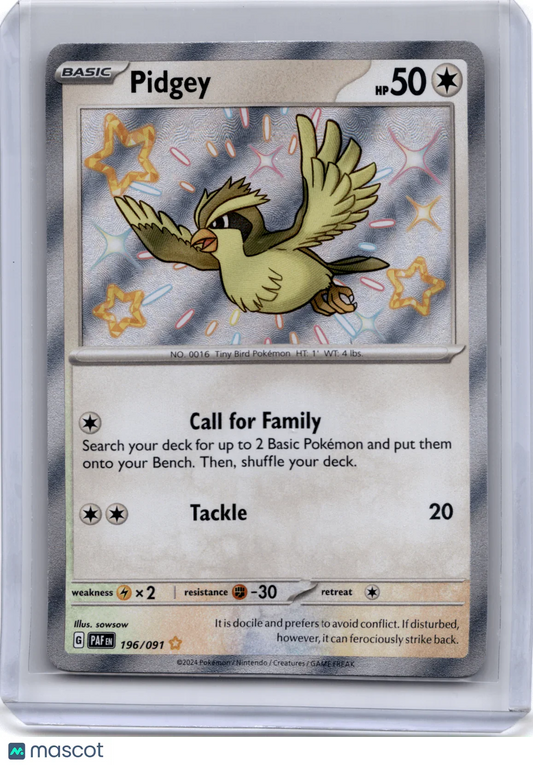 2024 Pokemon Pidgey Scarlet & Violet Paldean Fates #196/091 - Papa Joey's Collectibles