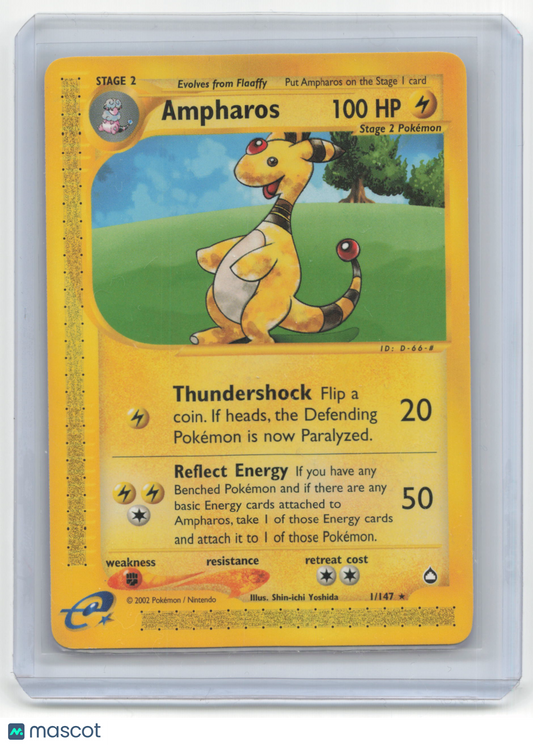 2002 Pokemon TCG Ampharos Aquapolis #1/147 Lightly Played