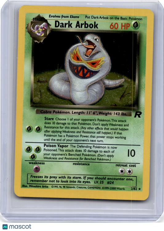 2000 Pokemon TCG Dark Arbok Team Rocket #2/82 Light Played Holo Unlimited