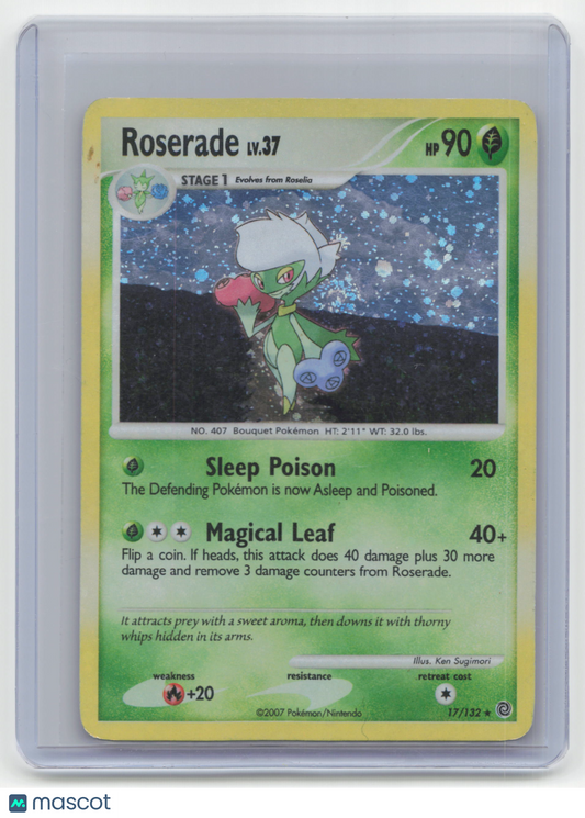 2007 Pokemon TCG Roserade Secret Wonders #17/132 Mod Played Holo-Bleed