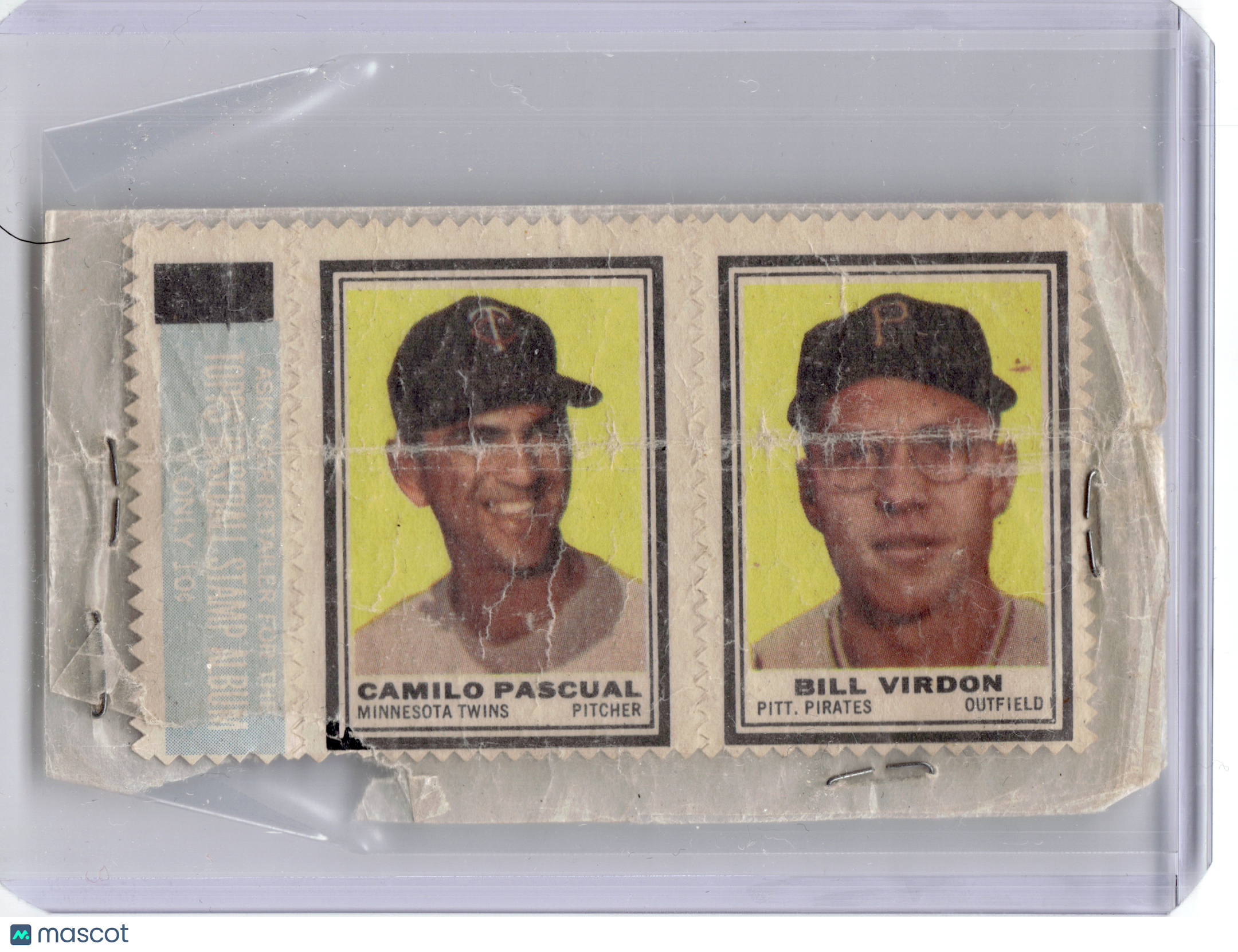 1961 Topps Baseball Stamps Baseball—Camilo Pascual Bill Virdon —Poor