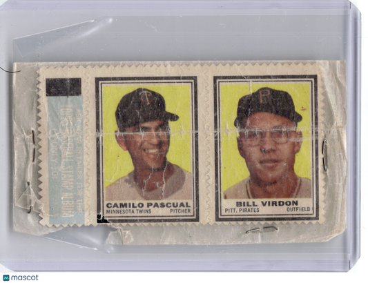 1961 Topps Baseball Stamps Baseball—Camilo Pascual Bill Virdon —Poor