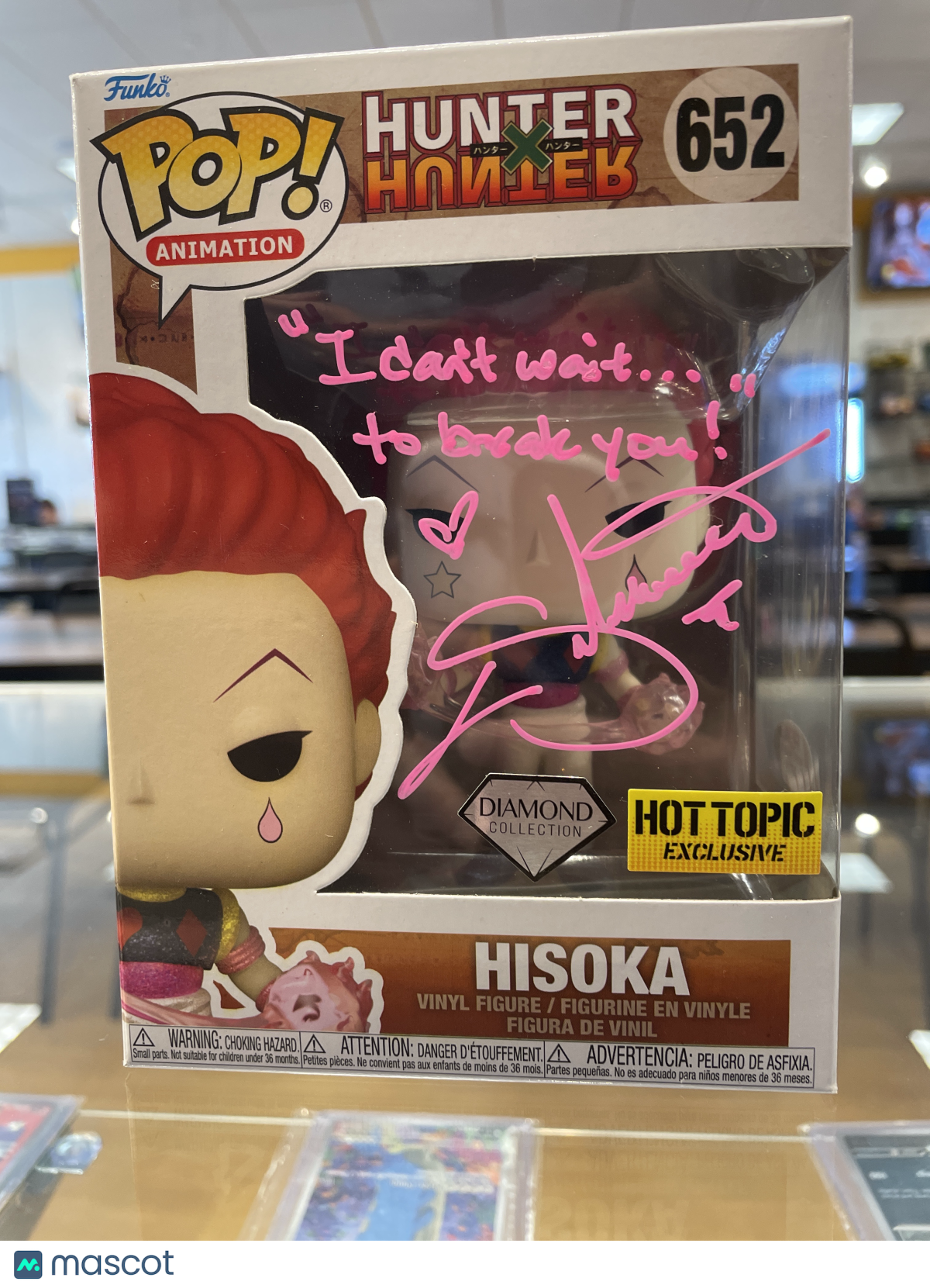 Funko MHA Hisoka #652(VG) Hot Topic Excl., Diamond KEITH SILVERSTEIN Auto PSA