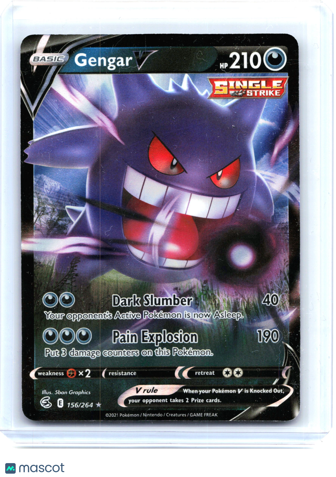 2021 Pokemon—Gengar V #156/264 Fusion Strike—Ultra Rare Holo