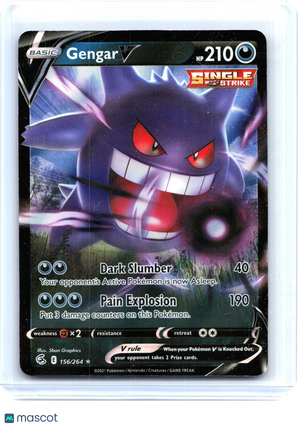 2021 Pokemon—Gengar V #156/264 Fusion Strike—Ultra Rare Holo