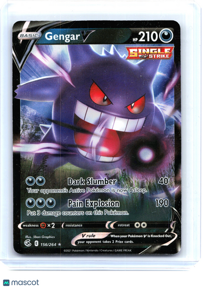 2021 Pokemon—Gengar V #156/264 Fusion Strike—Ultra Rare Holo