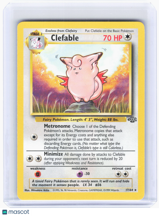 1999 Pokemon—Clefable #17/64 Jungle—Rare Non-Foil