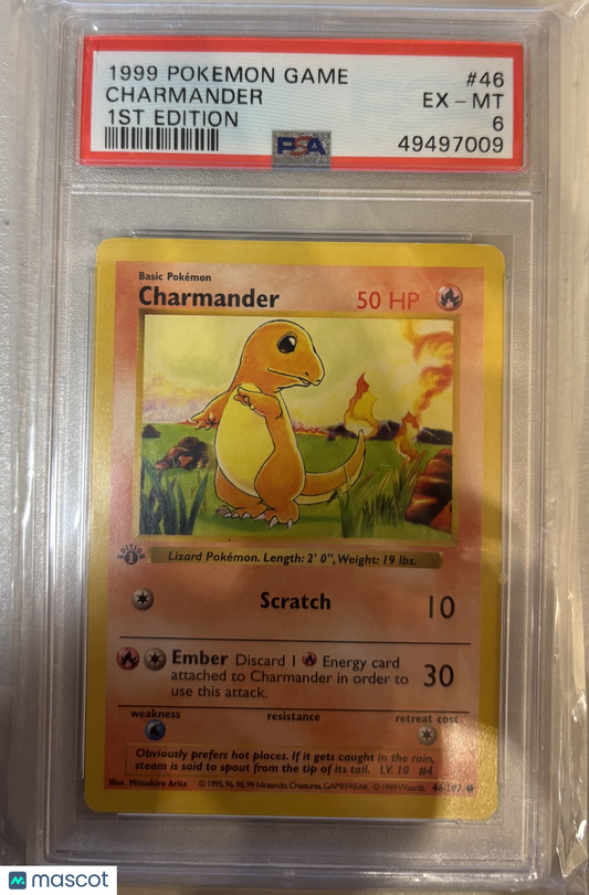 Charmander 1999 Pokemon Game #46 1ST Edition PSA 6