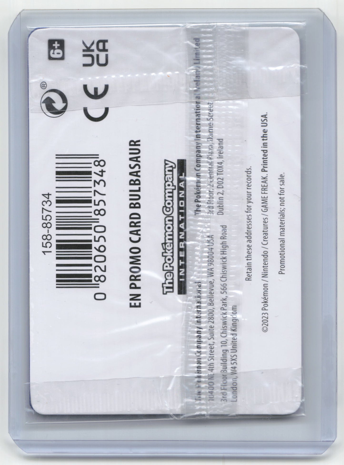 2023 Bulbasaur Pokemon 151 #001/165 Sealed Promo