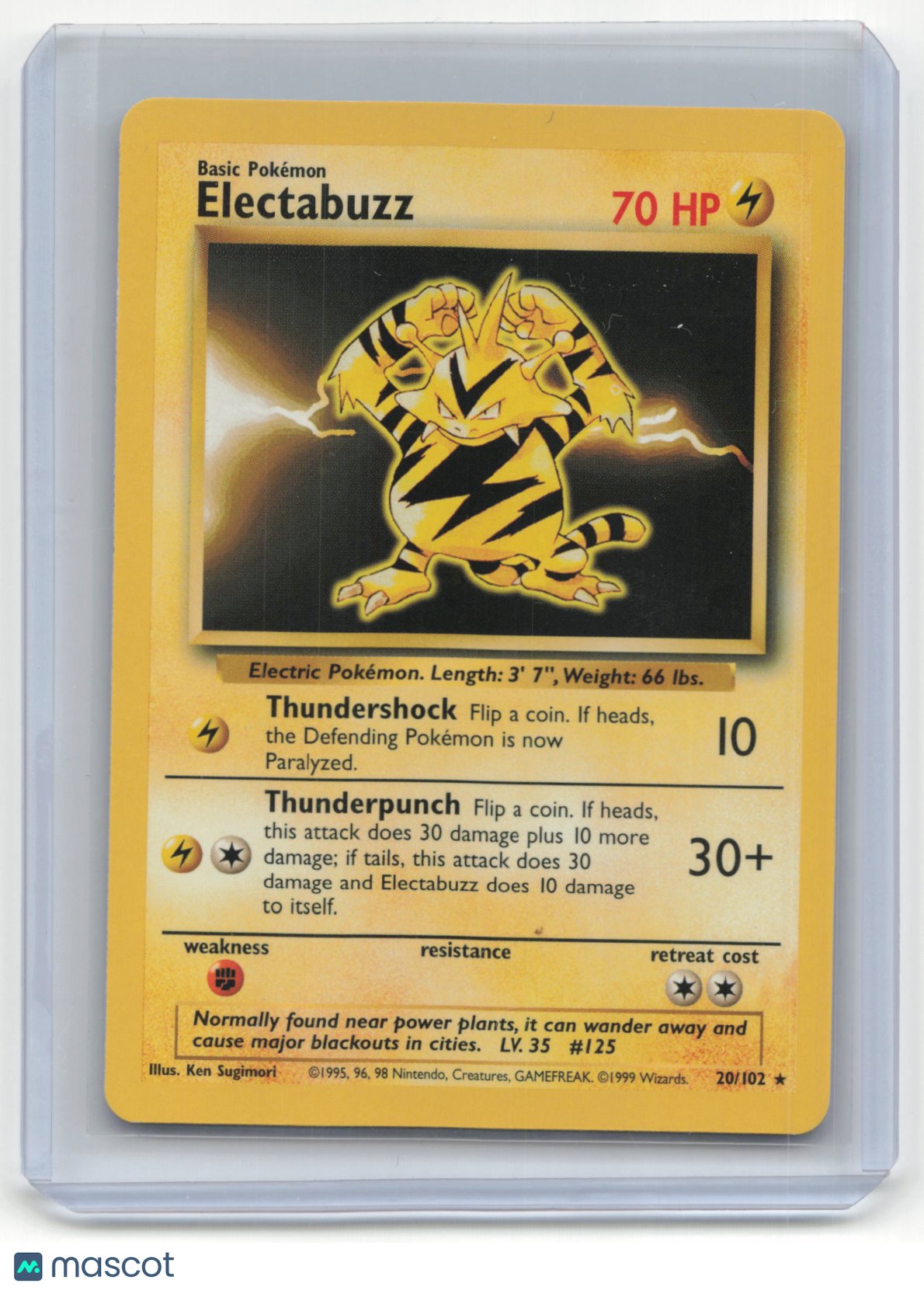 Pokemon TCG Electabuzz 1999 Pokemon Base Set #20/102 Basic Unlimited - Papa Joey's Collectibles