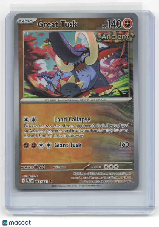 2025 Pokemon TCG Great Tusk EX Prismatic Evolutions #055/131 MasterBall Holo