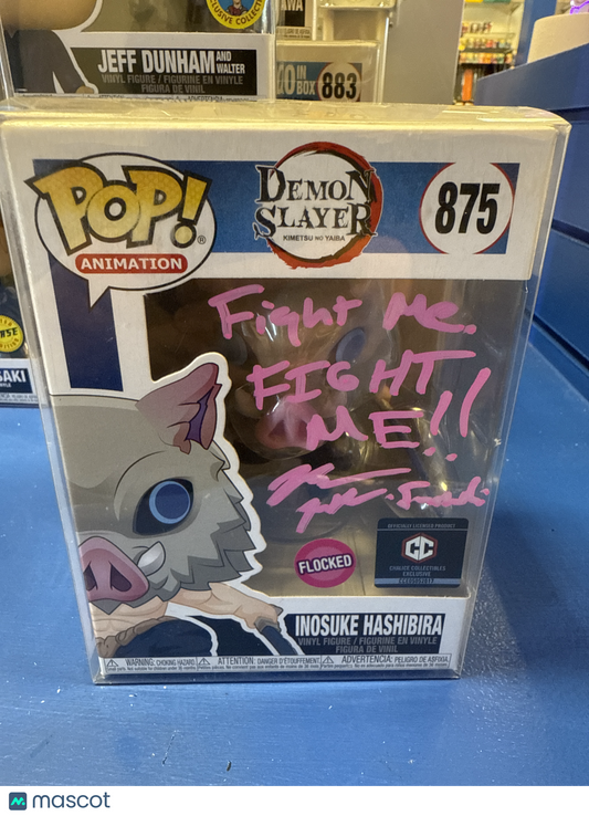 Funko Demon Slayer Inosuke Hashibira #875 (VG) CC Ex, Flocked(Bryce P. Auto PSA) - Papa Joey's Collectibles