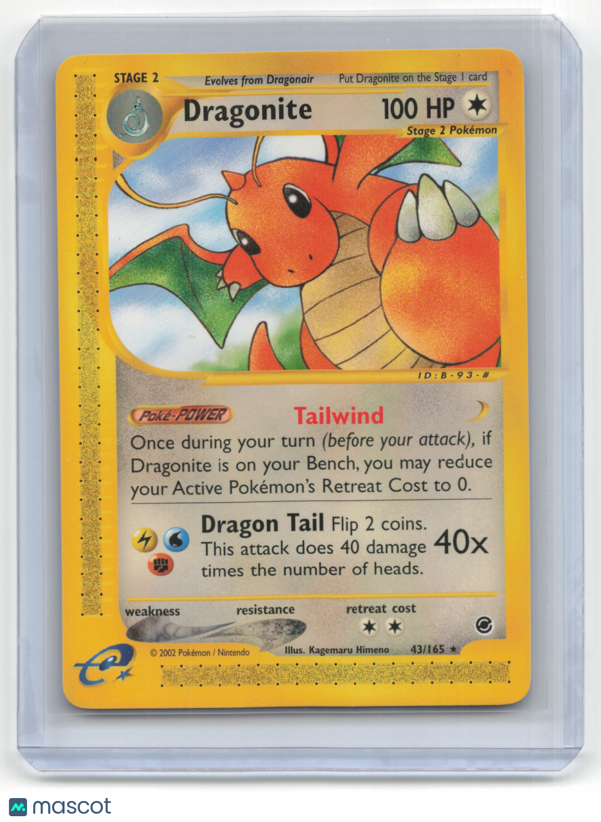 2002 Pokemon Dragonite Expedition Base Set #43/110 Near Mint