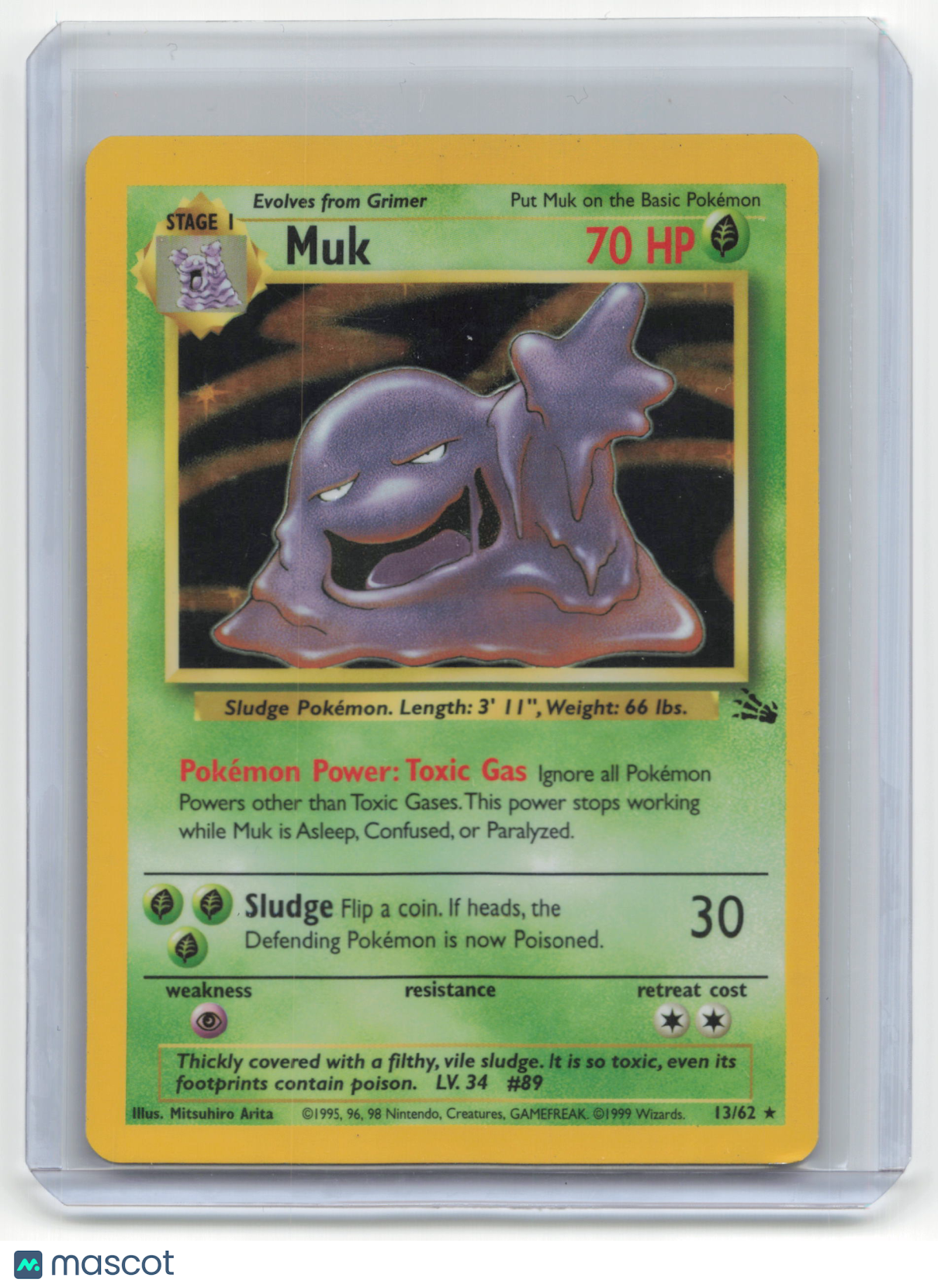 1999 Pokemon TCG Muk Fossil #13/62 Lightly Played Basic