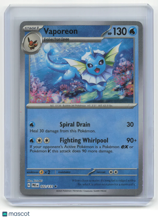 2025 Pokemon TCG Vaporeon Prismatic Evolutions #022/131 English MasterBall Holo - Papa Joey's Collectibles