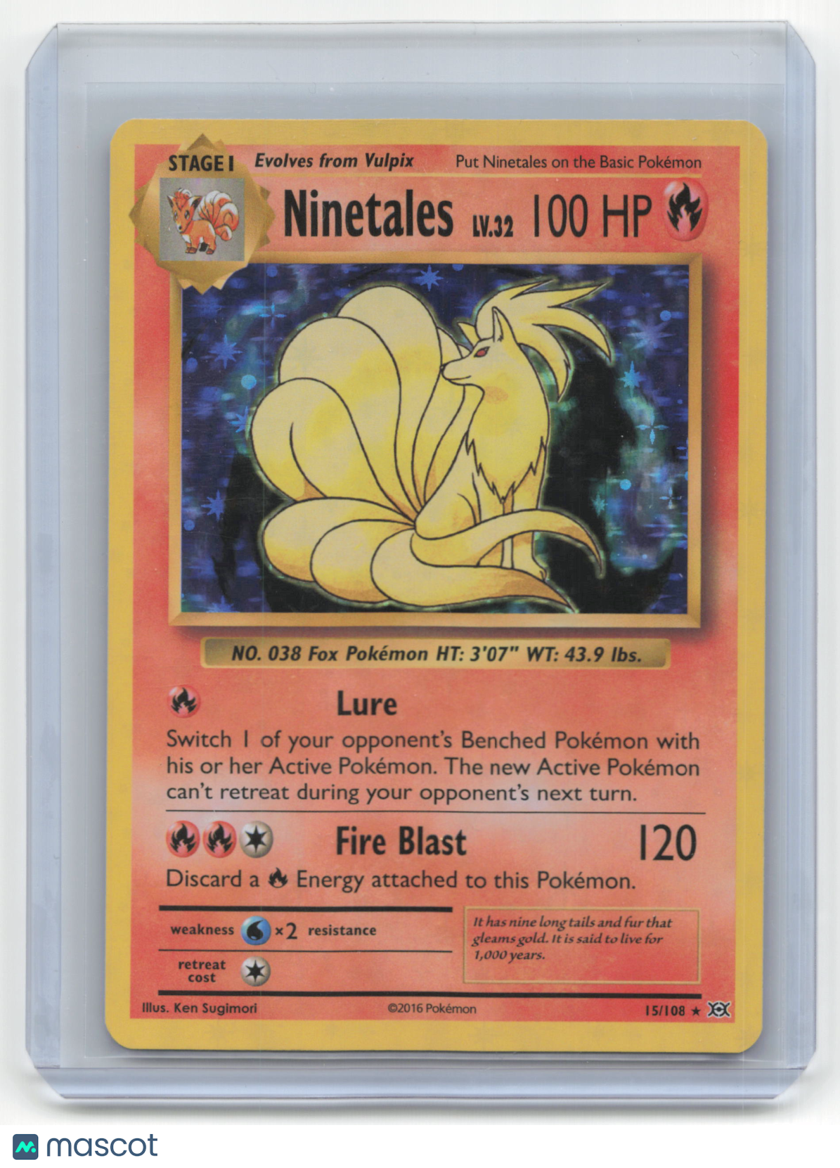 2016 Pokemon TCG Ninetales Evolutions #15/108 Holo
