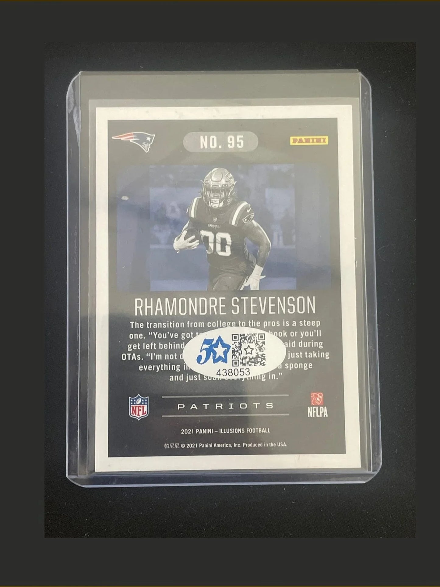 2021 Illusions Football Rhamondre Stevenson Autograph w/COA #95 - Papa Joey's Collectibles