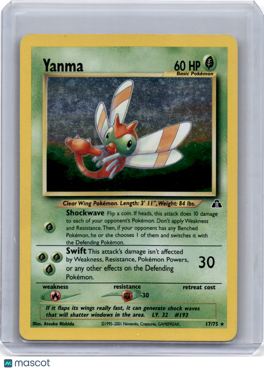 2001 Pokemon TCG Yanma Neo Discovery #17/75 Holo Unlimited Heavy Played - Papa Joey's Collectibles
