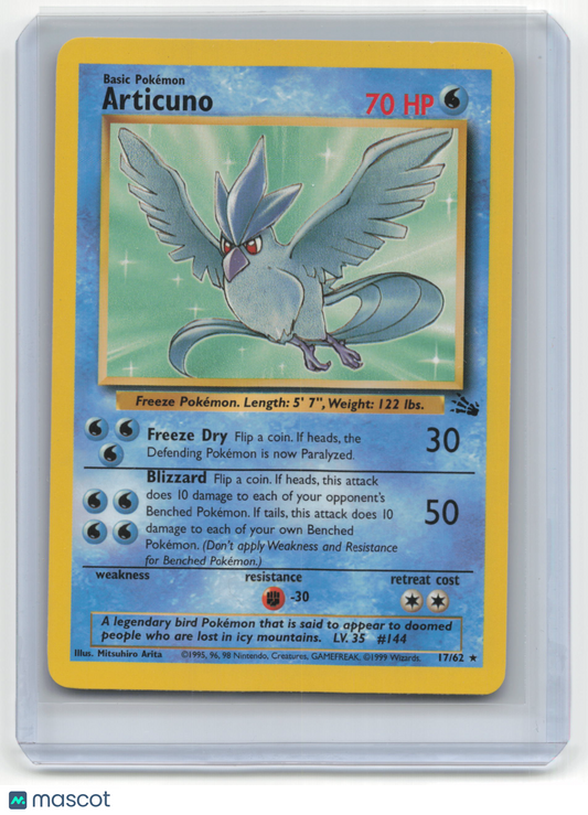 1999 Pokemon TCG Articuno Fossil #17/62 Lightly Played Basic