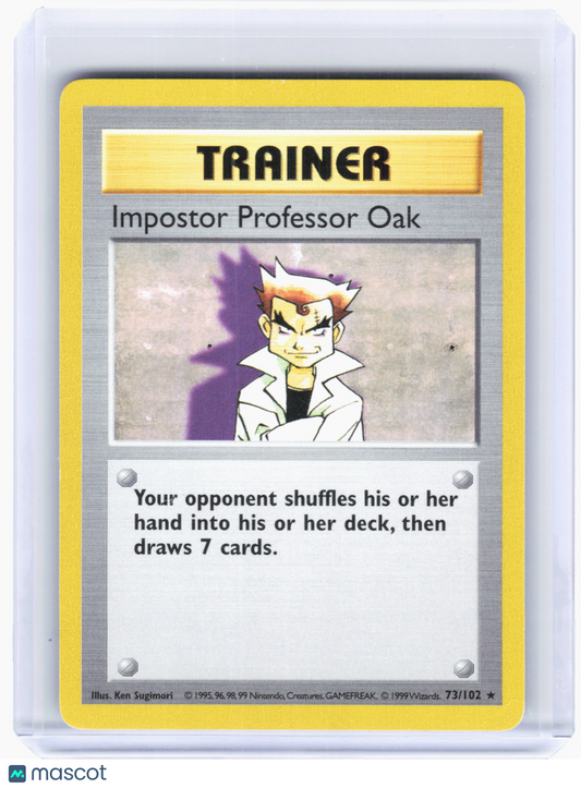 1999 Pokemon—Impostor Professor Oak #73/102 Base Set (Shadowless)—Rare Non-Foil
