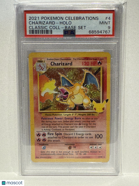 2021 Pokemon—Charizard #4 Celebrations: Classic Collection— Holo PSA 9
