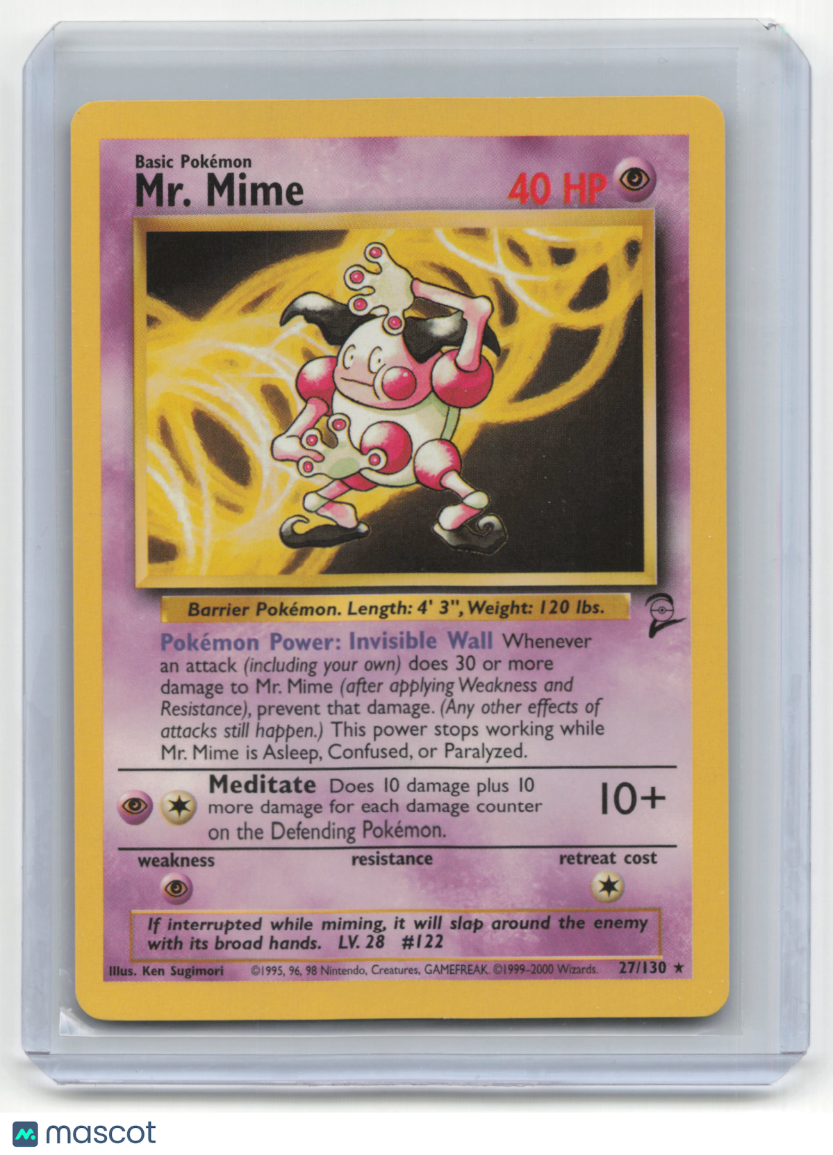 2000 Pokemon TCG Mr. Mime Base Set 2 #27/130 Lightly Played Basic