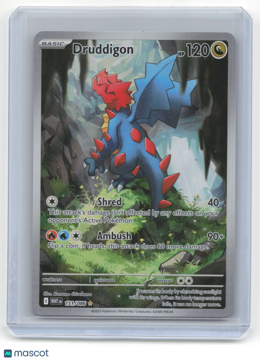 2025 Pokemon Druddigon White Flare #151/86 Near Mint