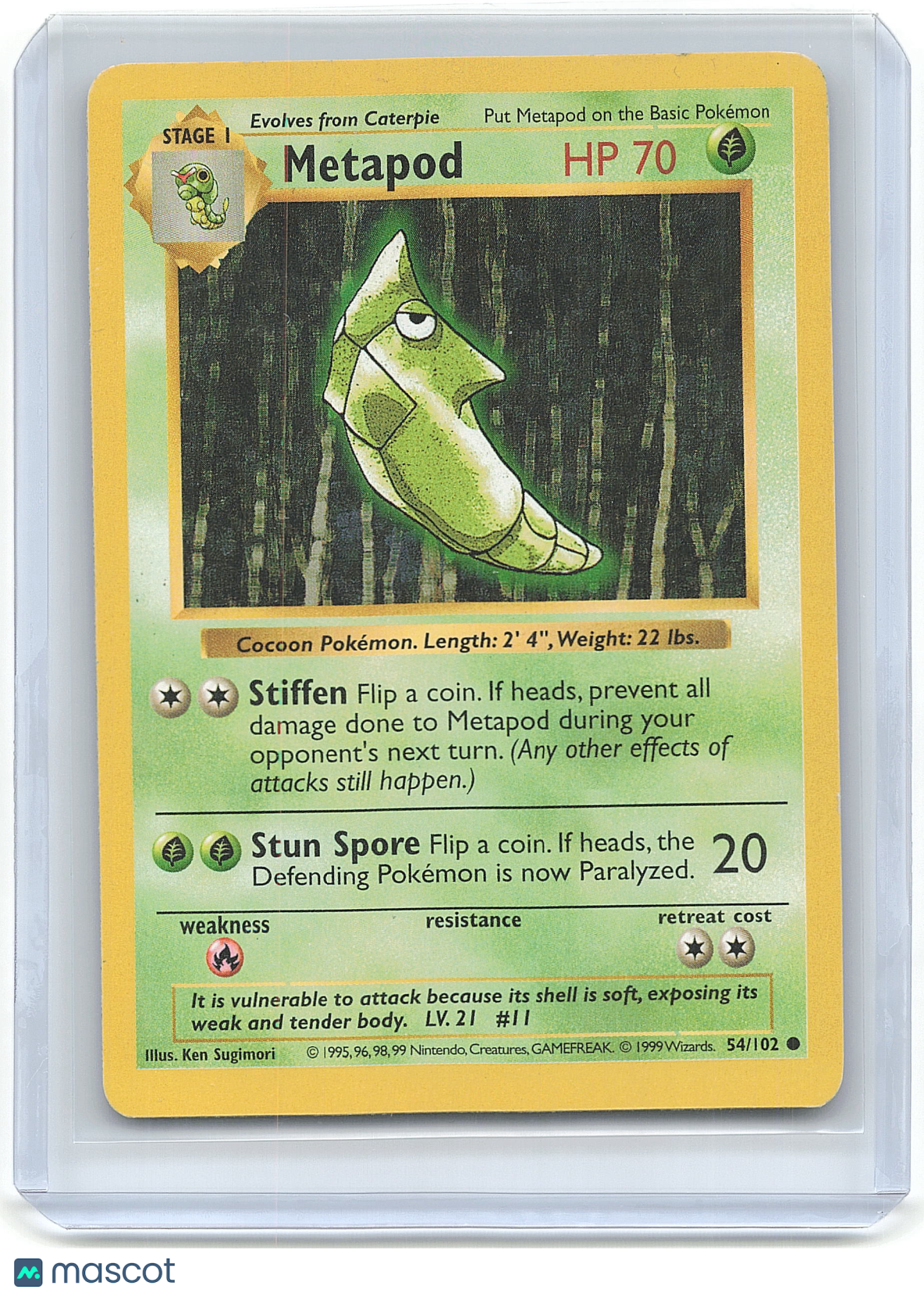 1999 Pokemon Metapod #54/102 54/102