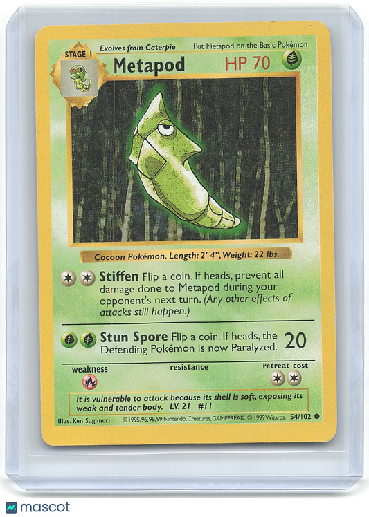 1999 Pokemon Metapod #54/102 54/102