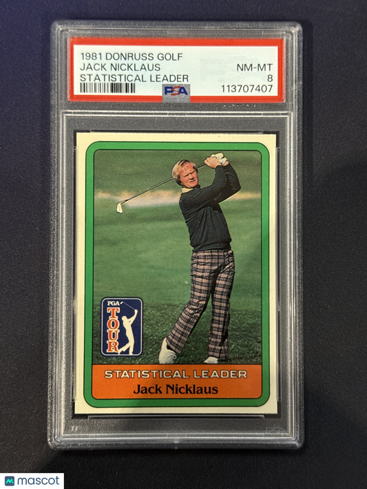 1981 Donruss Golf Golf Jack Nicklaus Statistical Leader PSA 8