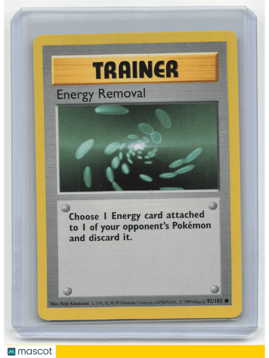 Pokemon TCG Energy Removal 1999 Pokemon Base Set #92/102 Shadowless - Papa Joey's Collectibles