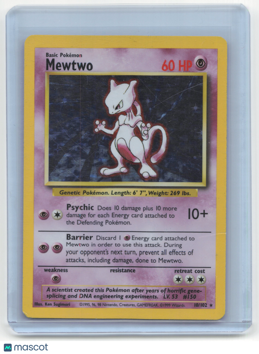 1999 Pokemon TCG Mewtwo Base Set #10/102 Holo Damaged Unlimited