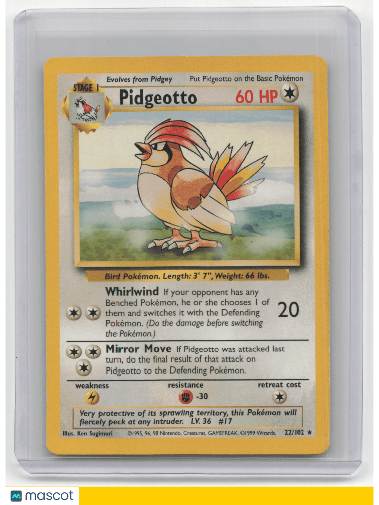 1999 Pokemon TCG Pidgeotto Base Set #22/102 English