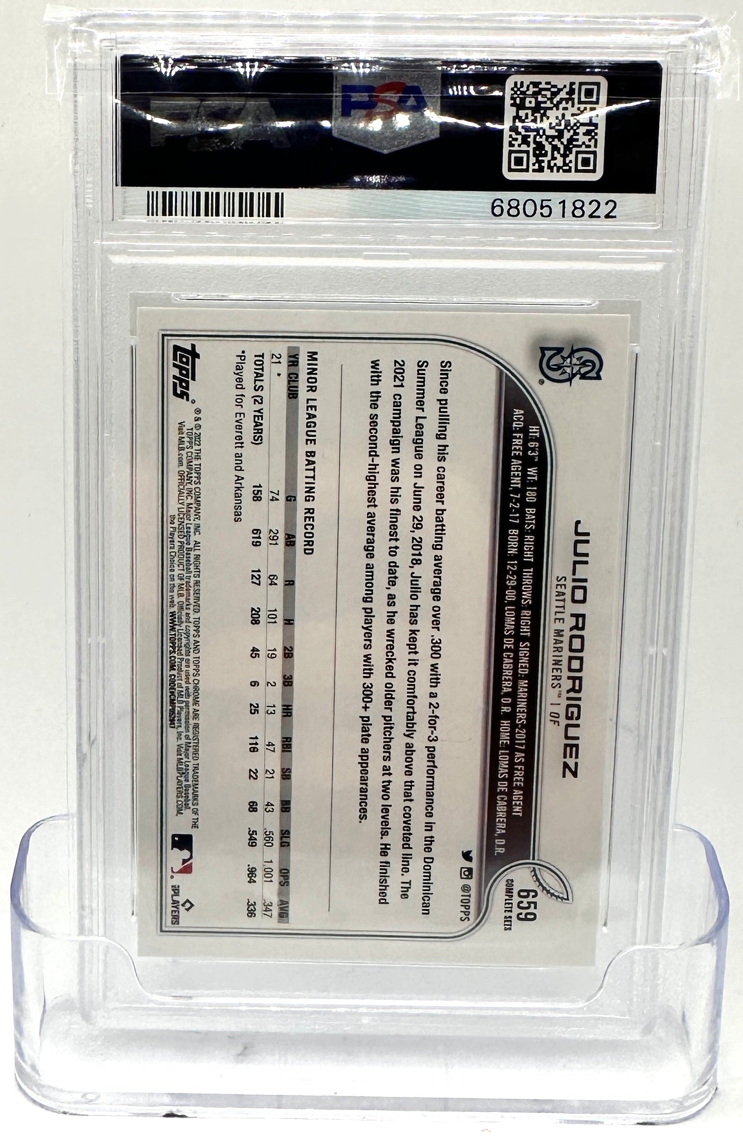 2022 Topps Complete Set Baseball—Julio Rodriguez #659 Variation —PSA 10