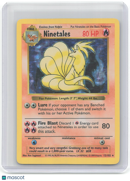 1999 Pokemon Ninetales #12/102 Mod Play Error Shadowless