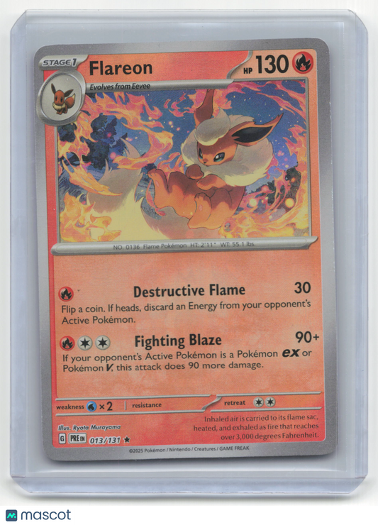 2025 Pokemon Flareon Prismatic Evolutions #13/131 Master Ball Near Mint