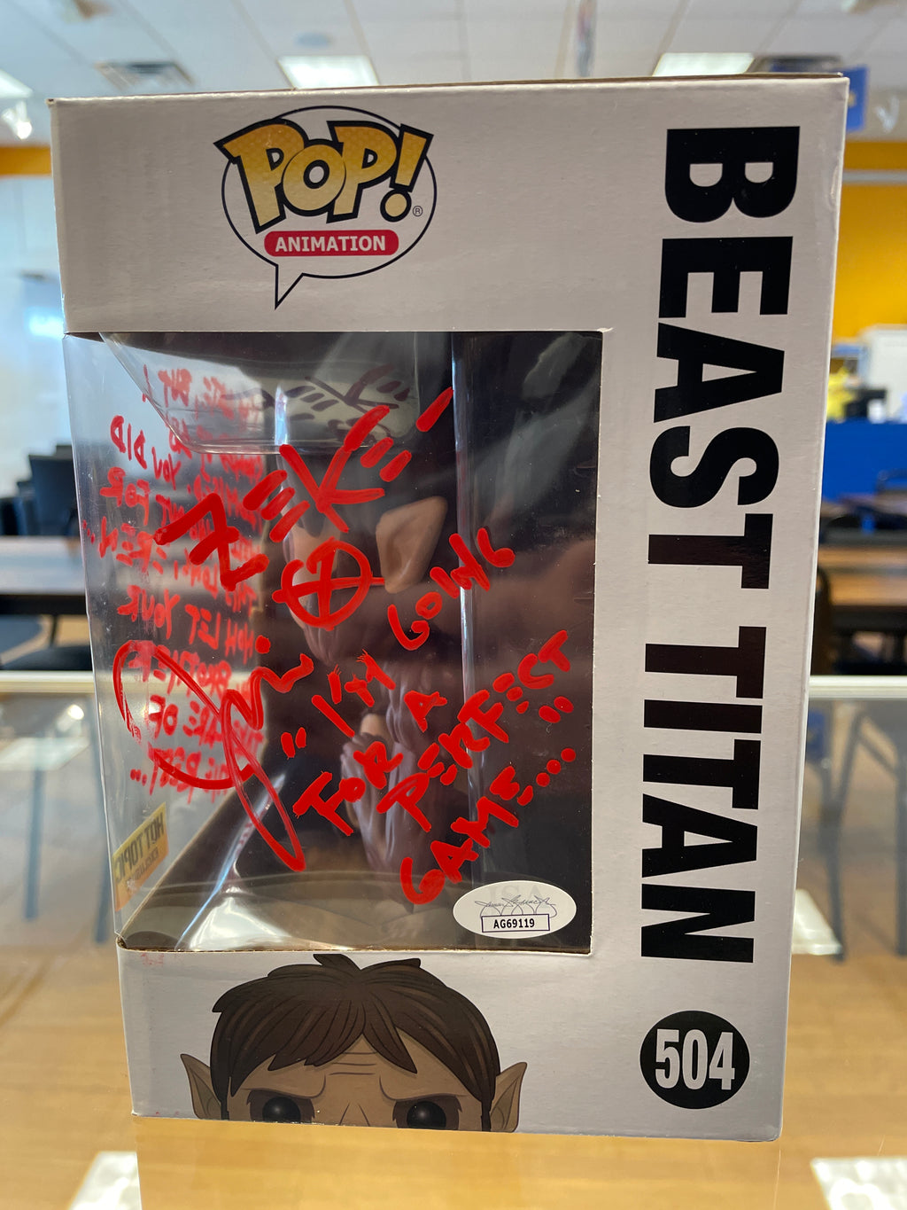 Funko AOT Beast Titan #504 (VG) Hot Topic Exclusive Jason Liebrecht Auto JSA