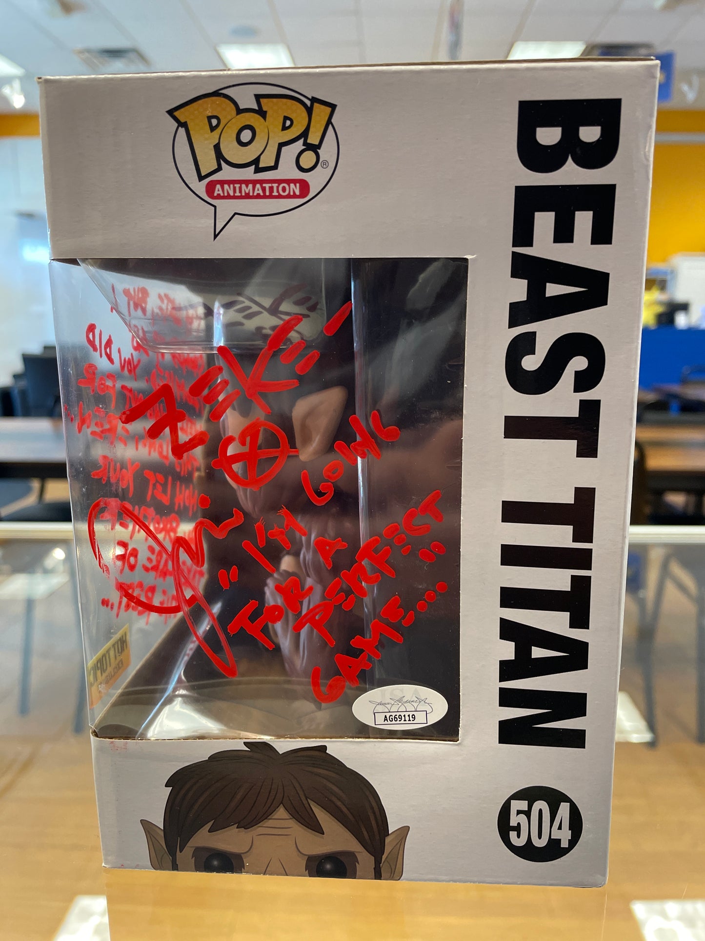 Funko AOT Beast Titan #504 (VG) Hot Topic Exclusive Jason Liebrecht Auto JSA