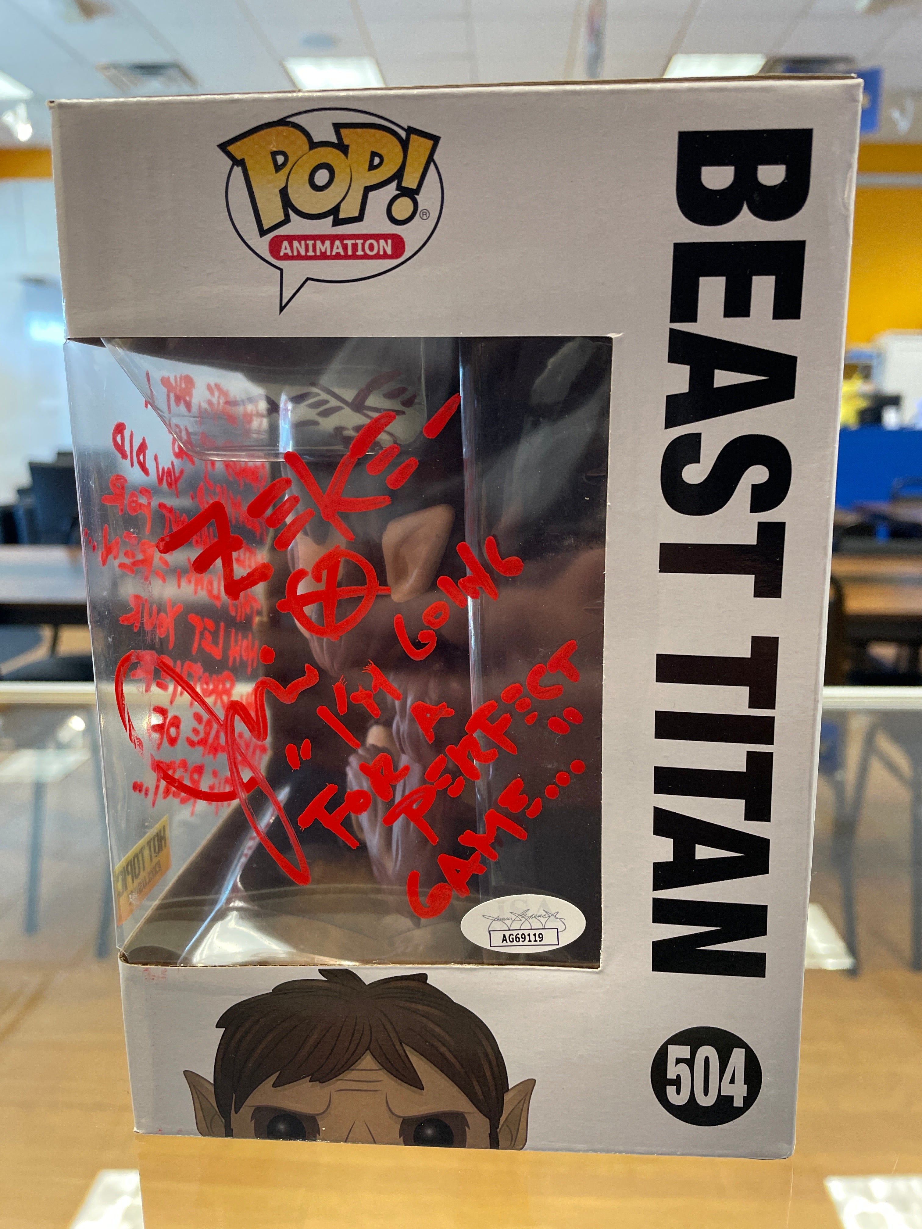 Funko AOT Beast Titan #504 (VG) Hot Topic Exclusive Jason Liebrecht Auto JSA
