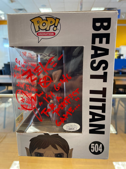 Funko AOT Beast Titan #504 (VG) Hot Topic Exclusive Jason Liebrecht Auto JSA
