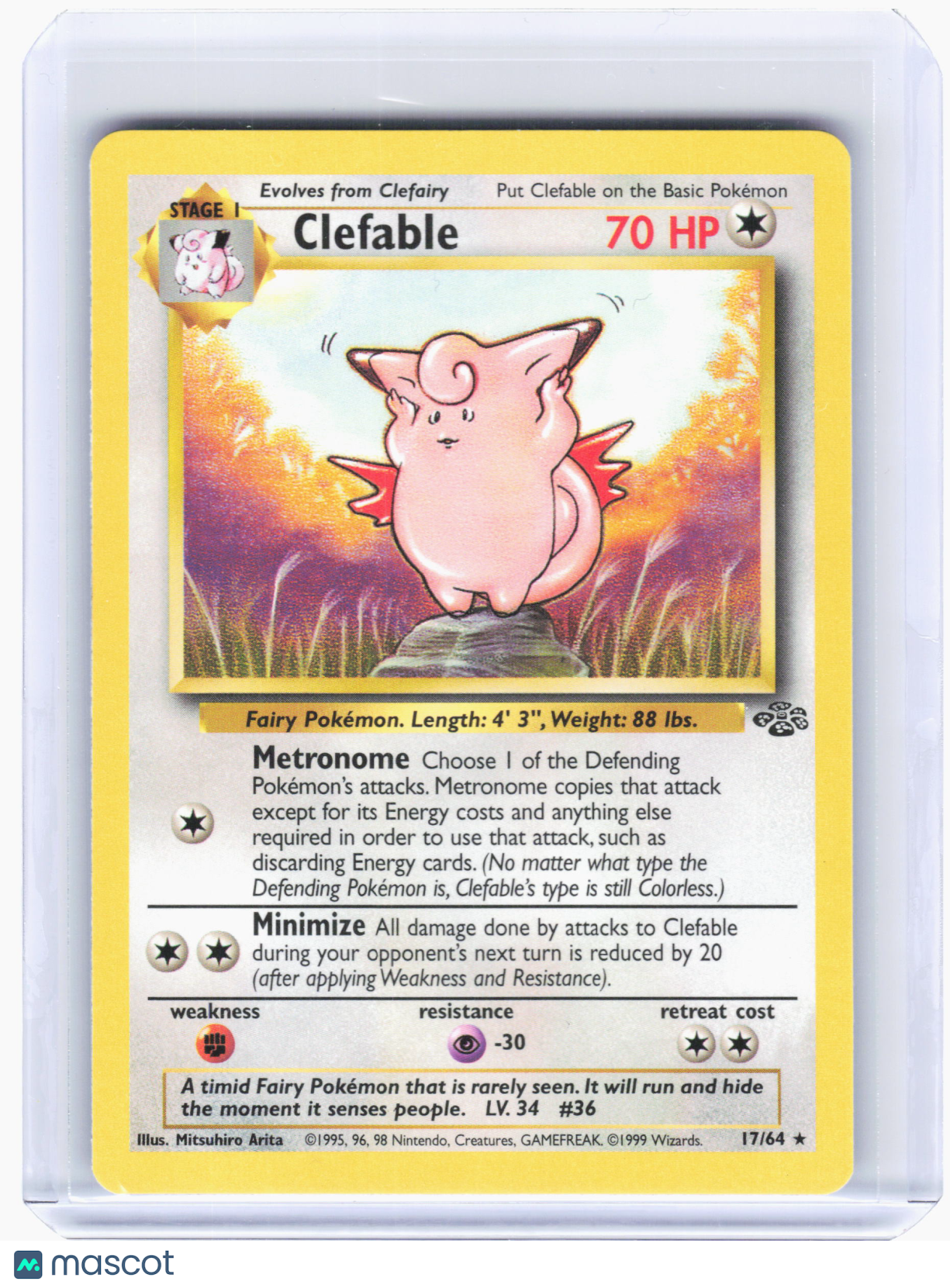 1999 Pokemon—Clefable #17/64 Jungle—Rare Non-Foil [Lightly Played]