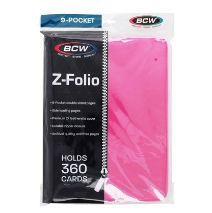 BCW Pink 9-Pocket 360-ct. Standard size Z-Folio Binder - Papa Joey's Collectibles