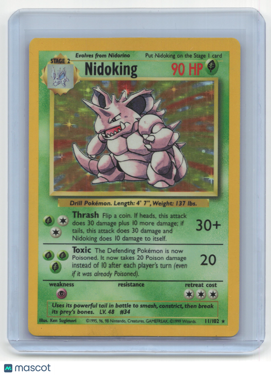 1999 Pokemon TCG Nidoking Base Set #11/102 Holo Unlimited Heavy Played