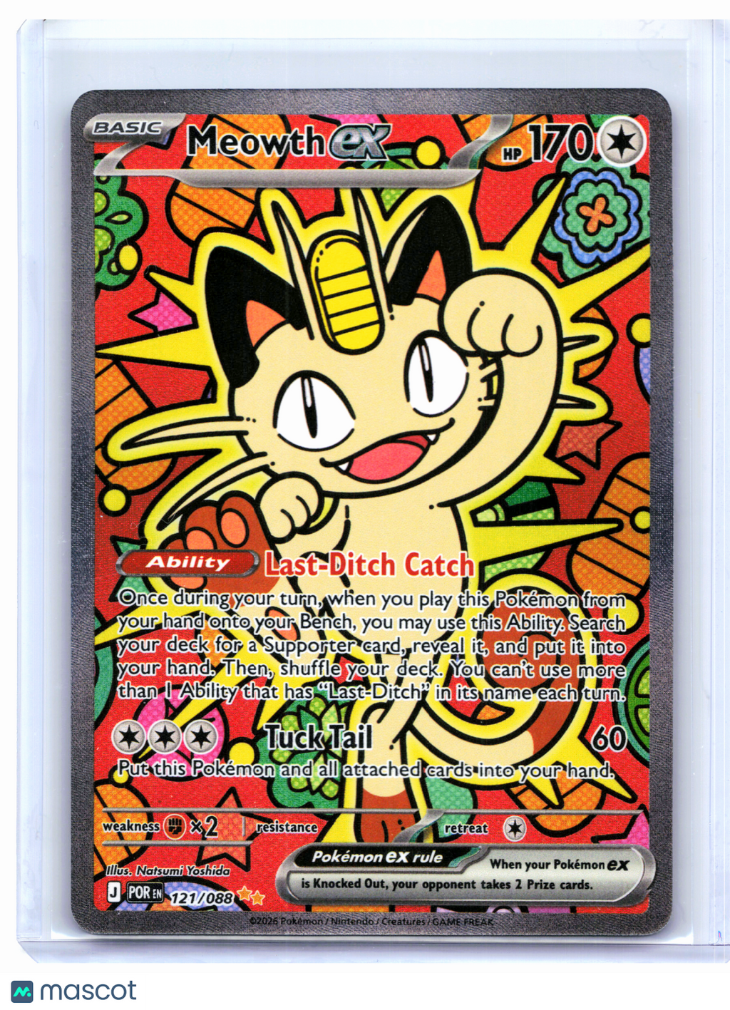 2026 Pokemon—Meowth ex #121/088 Perfect Order—Special Illustration Rare Holo
