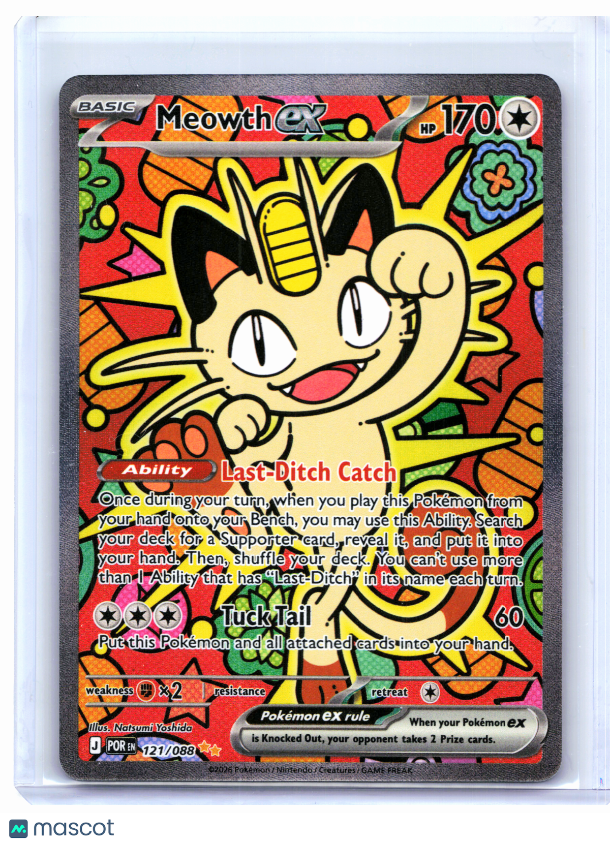 2026 Pokemon—Meowth ex #121/088 Perfect Order—Special Illustration Rare Holo