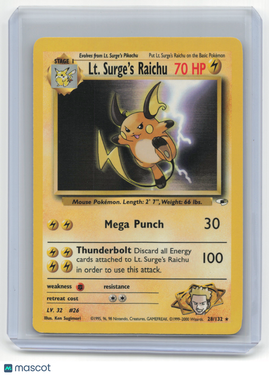 Lt. Surge's Raichu 1999 Pokemon Gym Challenge #28/132